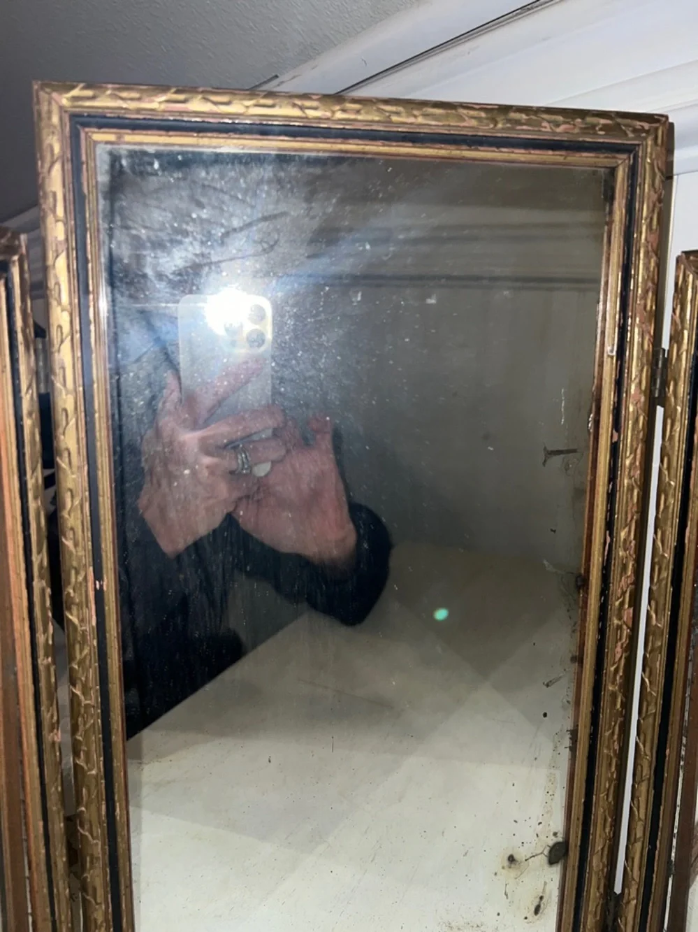 1940s Original Trifold Dressing table mirror or wall hanging